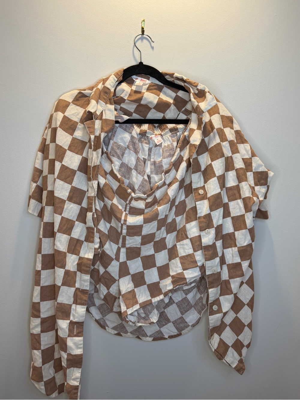 Checkered Joe Fresh x Jessie linen set collab 1X/3X